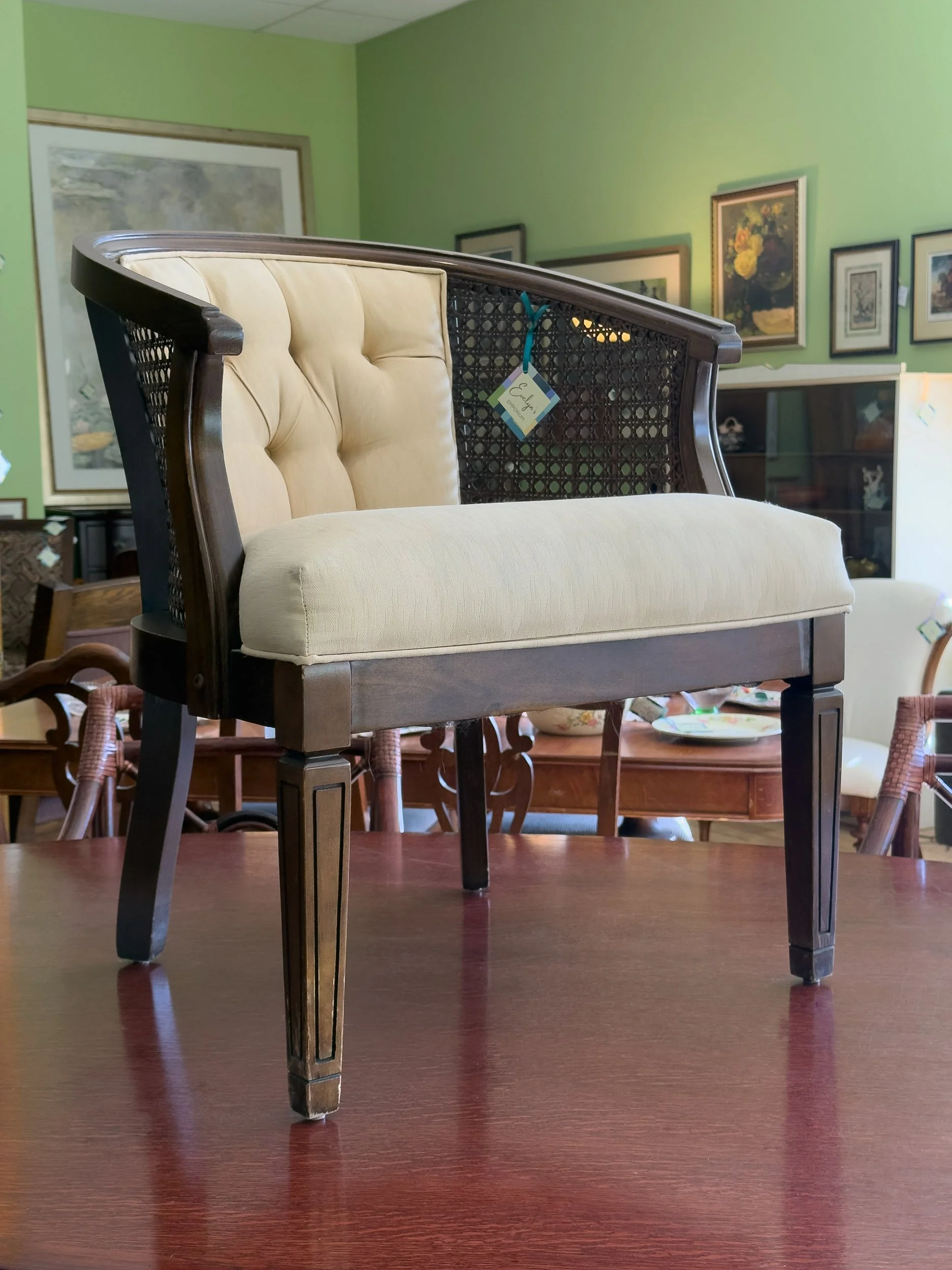 Barrel Back Caned Side Chair