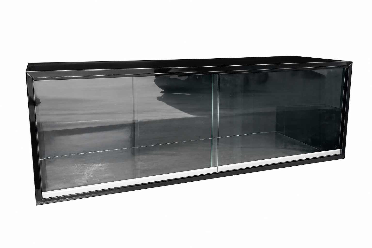 A 6'x2'x2' black powder coated aluminum reptile enclosure with roller track for sliding glass panels