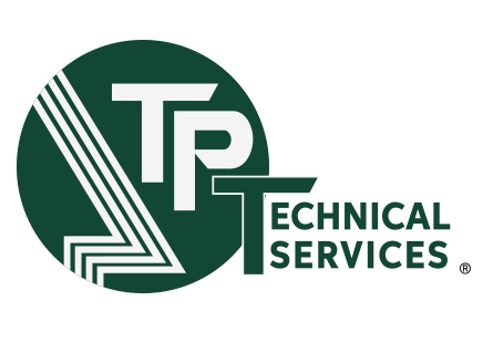 Logo for TPT Technical Services with a green circle, stylized white lines, and the company name