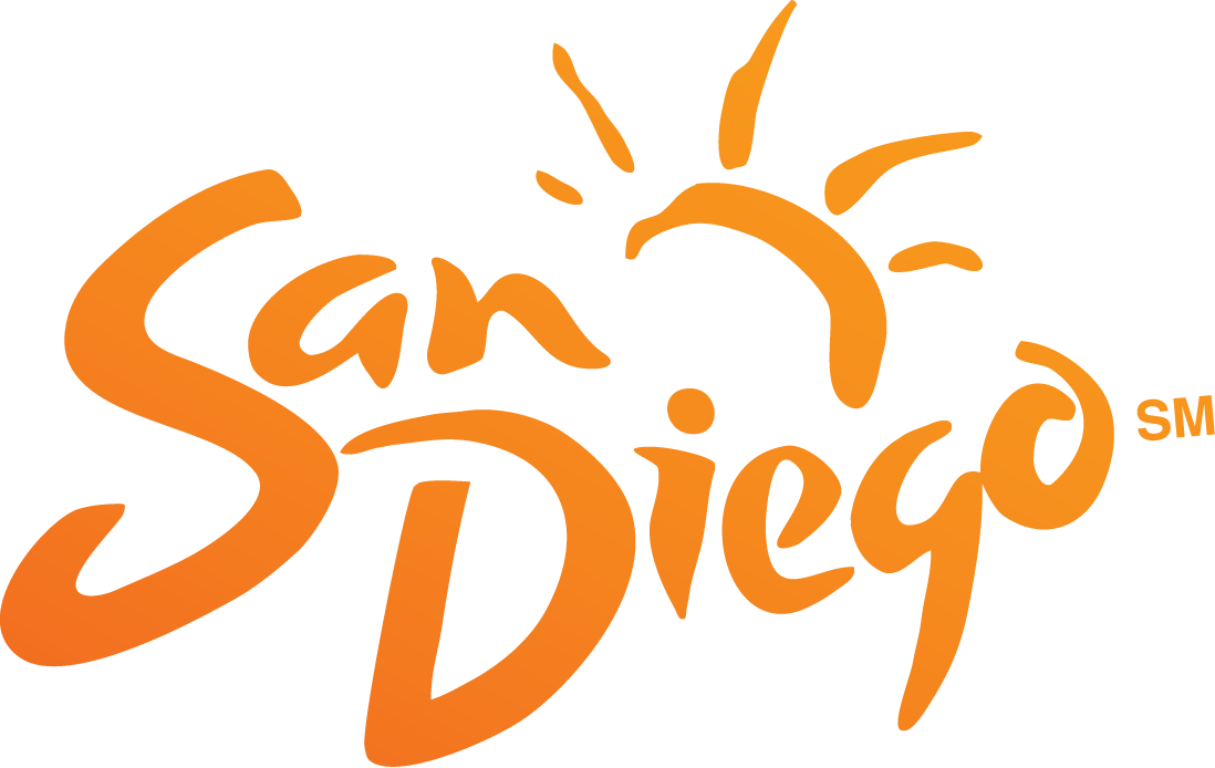 Orange logo with the words "San Diego" and a stylized sun above the text.
