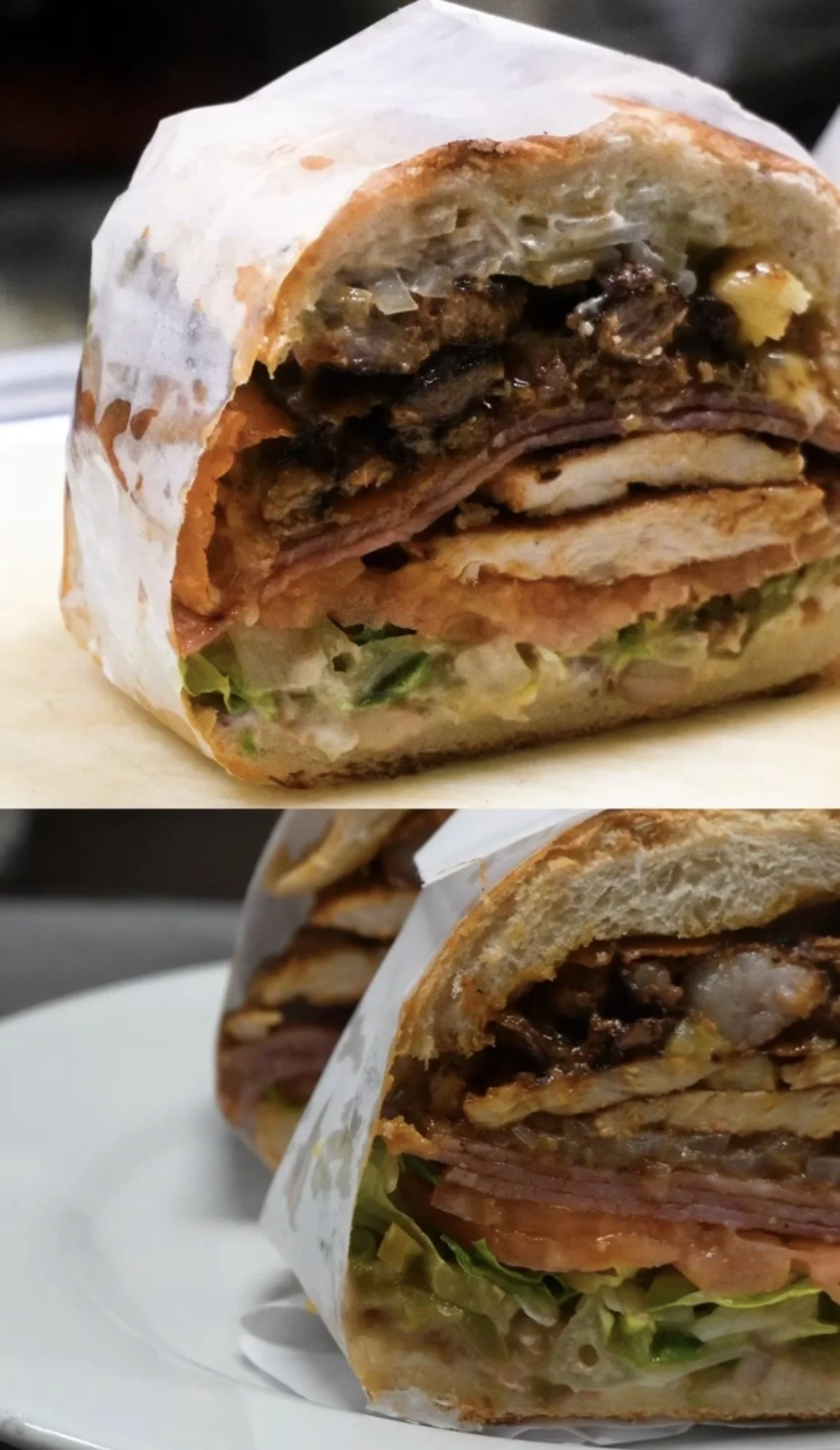 Close-up of Mexican food and fresh Deli sandwiches.
