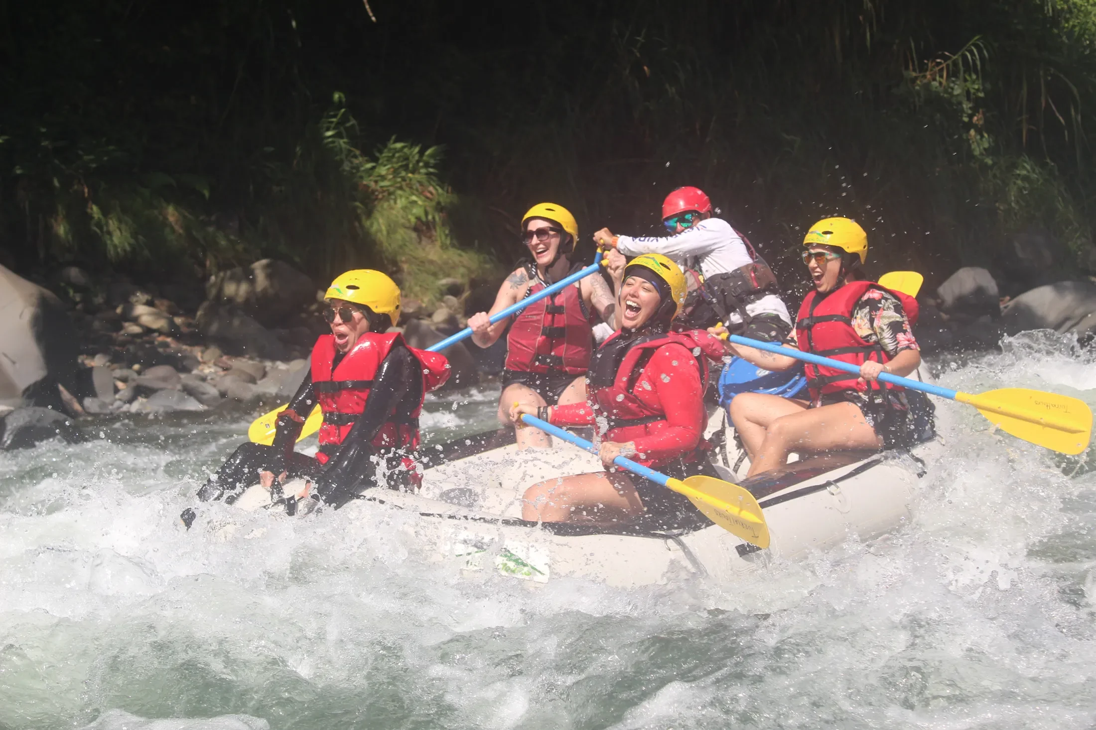 Women white water rafting in Costa Rica