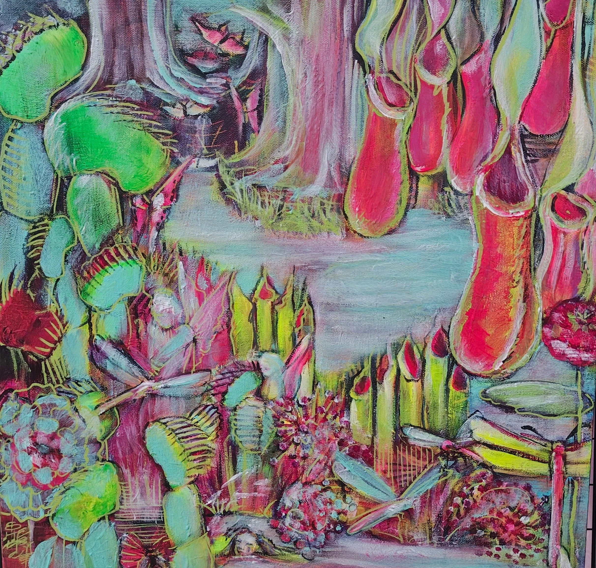 Sleeping Along the Narrow Way Signed Original Artwork 20" x 20" Acrylic on Canvas