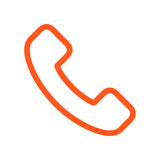 Icon of a phone receiver in orange color on a white background