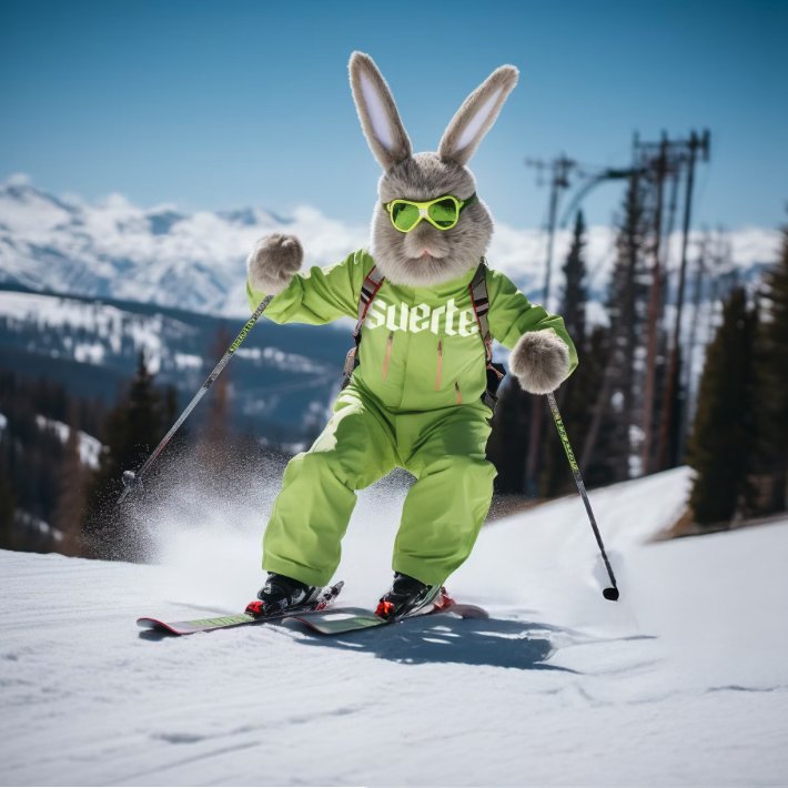 Hired an advanced skier to shred down the slopes in a rabbit costume.