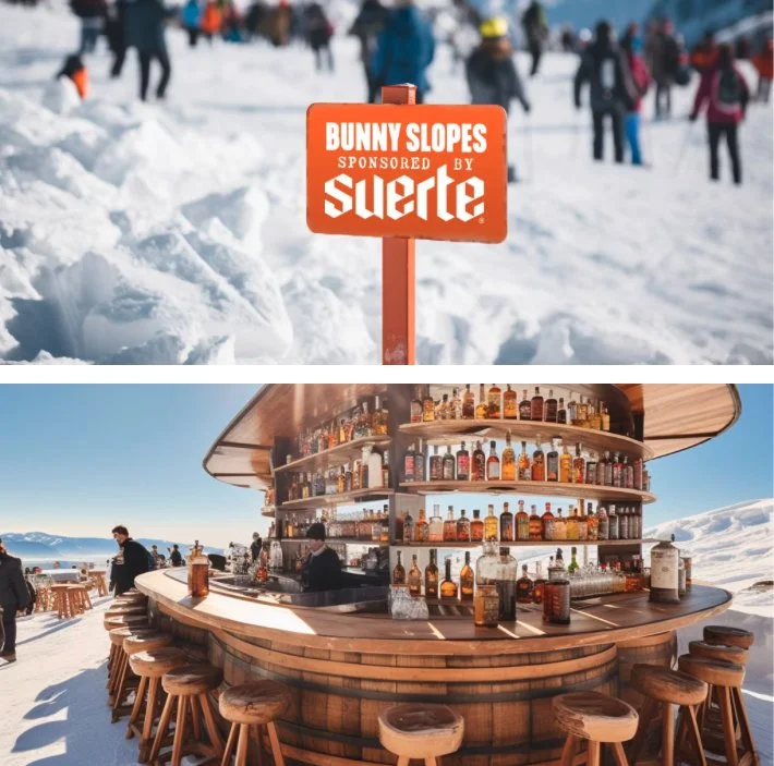 Suerte is synonymous with their rabbit logo and mascot, so it only made sense to have them sponsor the bunny slopes. 