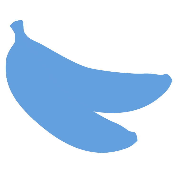 Blue silhouette of a banana.