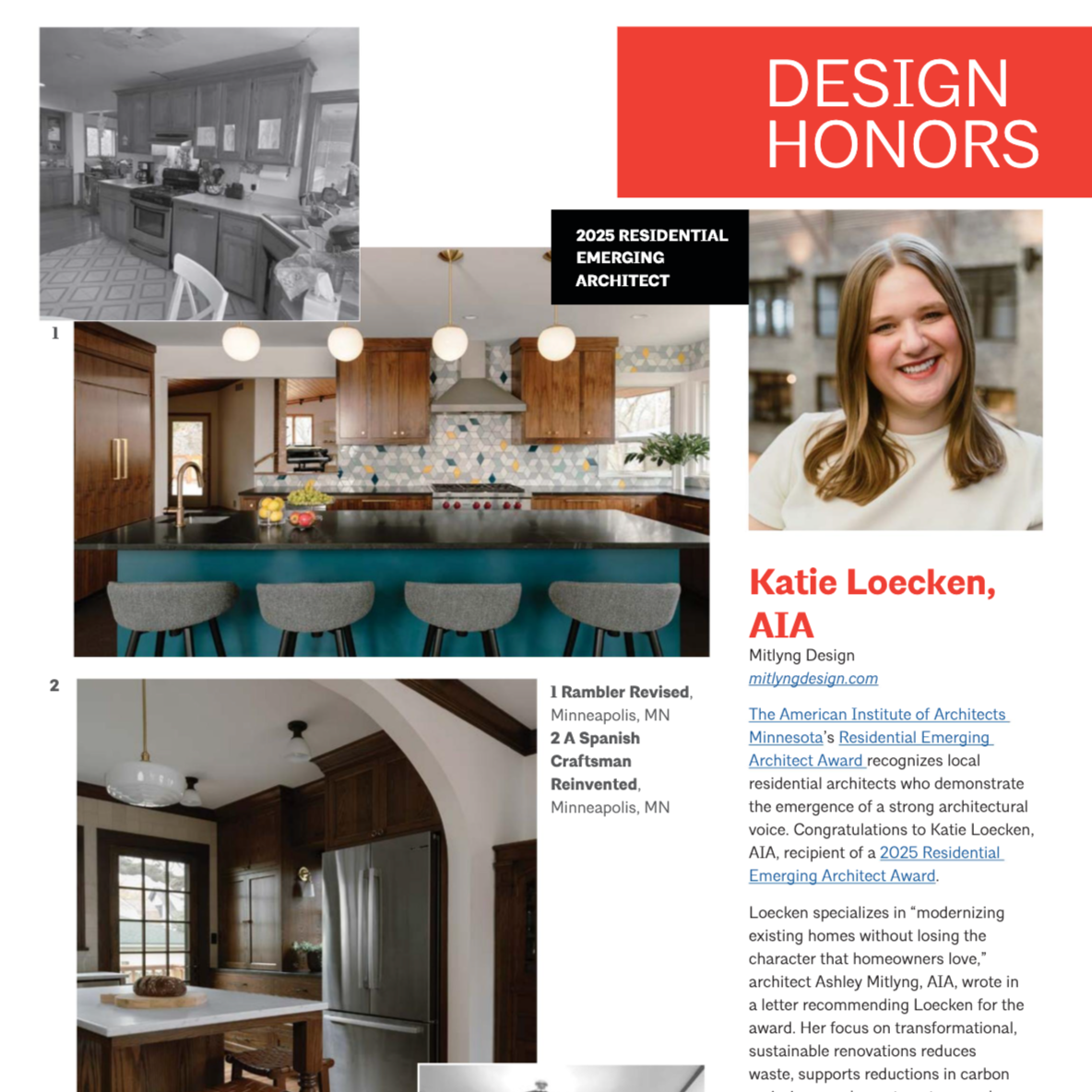 2025 - Residential Emerging Architect Award Winner - AIA MN.