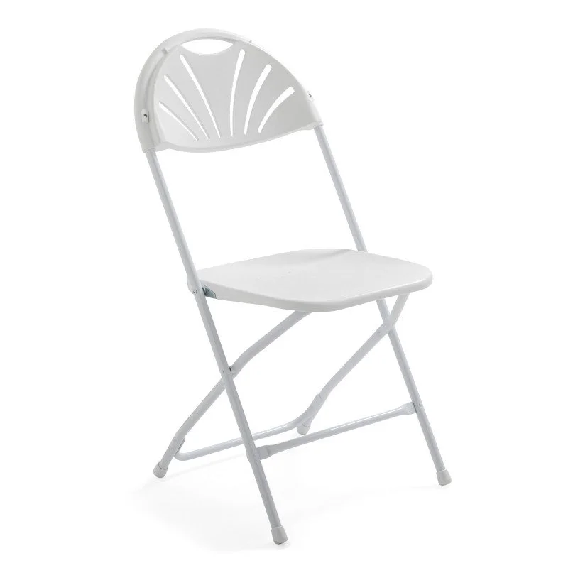 Chaise pliante blanche en plastique et métal