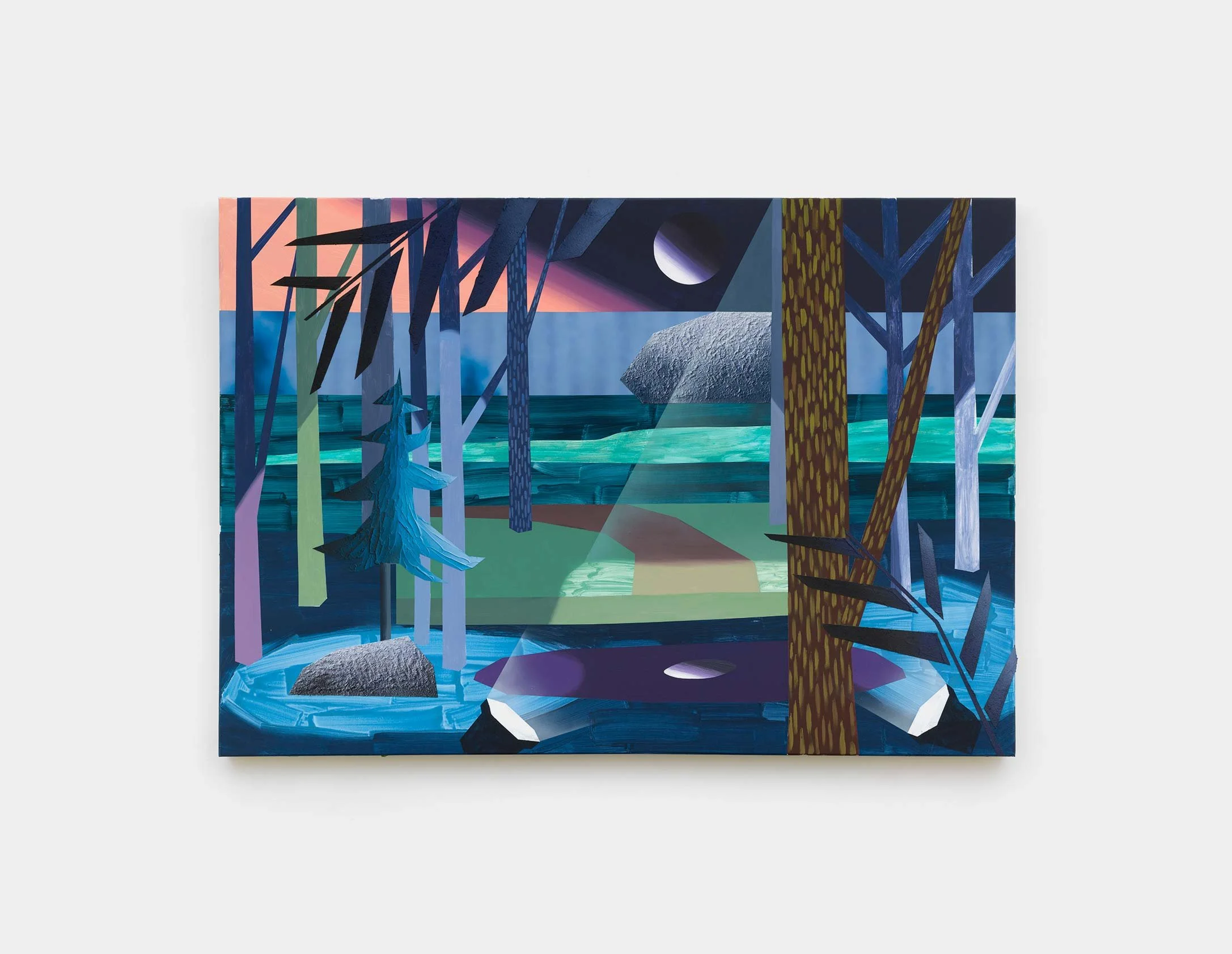 Brandon Lipchik,
Forest Stage, 2022,
Oil and acrylic paint on canvas,
175 × 250 cm