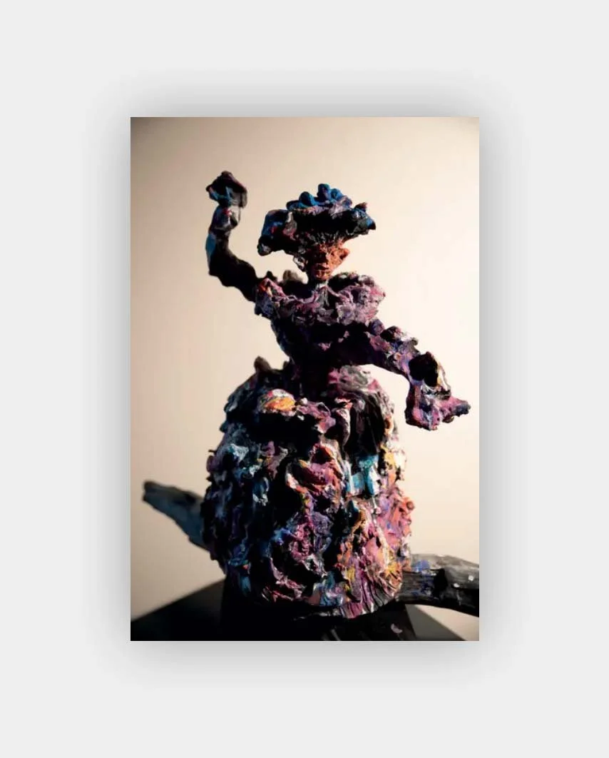 Rainer Fetting, Infantin, 2018/2019,
Bronze figure with black patina, Base painted black, 64 × 94 × 30 cm
