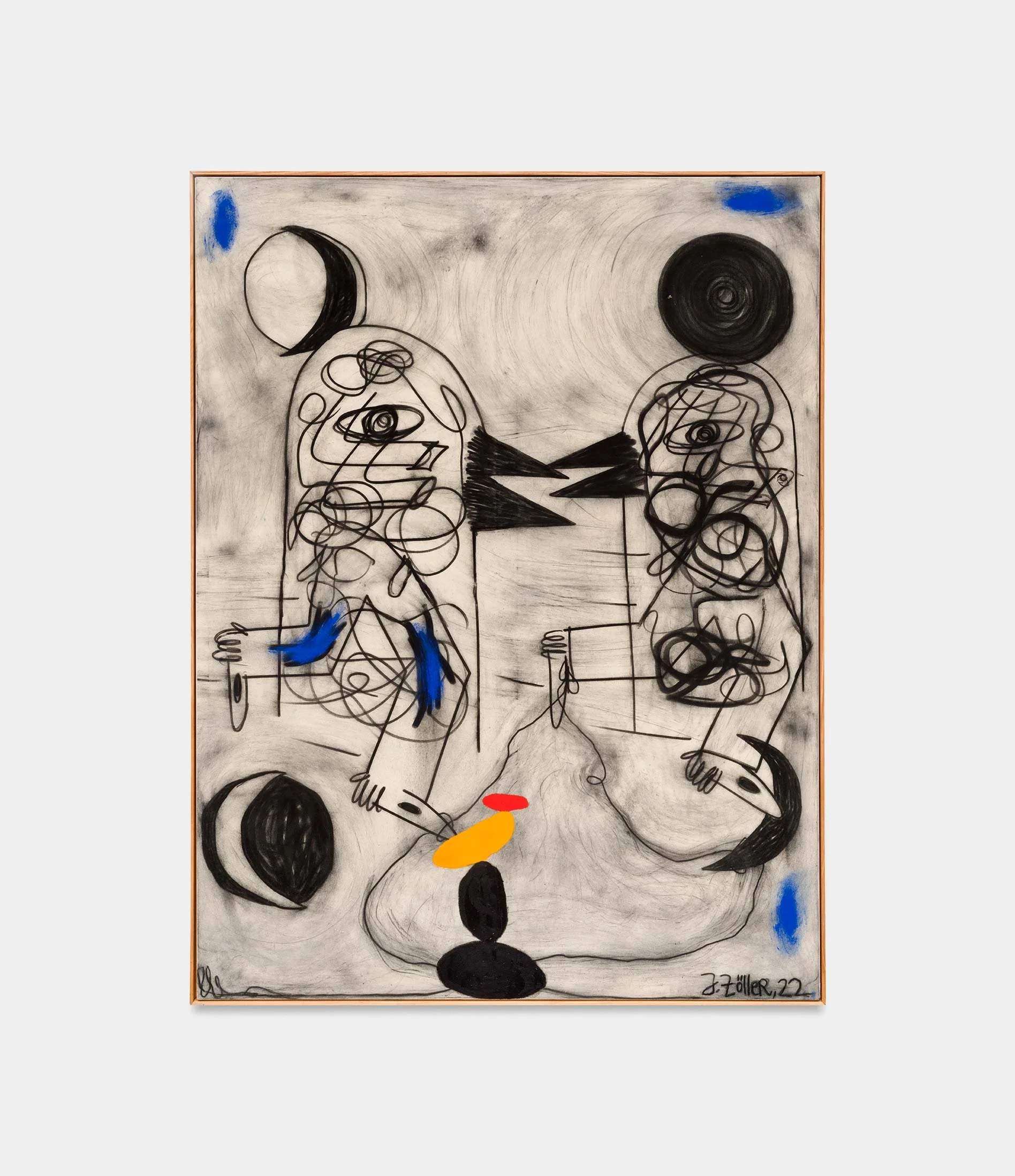Jan Zöller, Lead from the shadows, 2022,
Acrylic, oil stick, charcoal and pastels on canvas, 165 x 125 cm