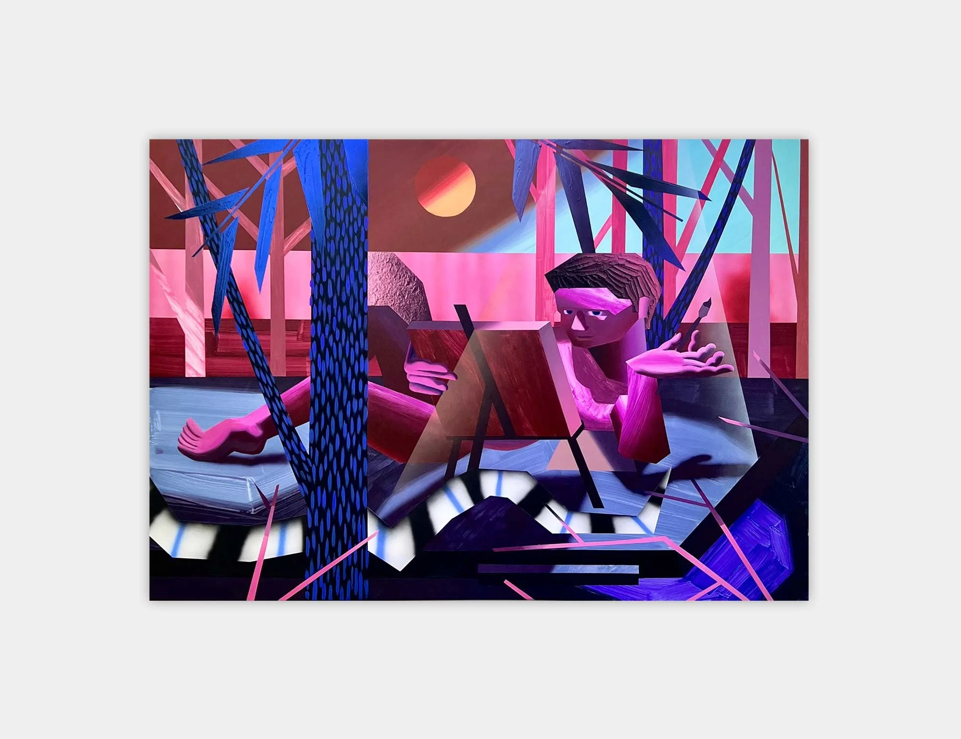 Brandon Lipchik,
Homme Fatale in Plein Air, 2022,
Acrylic and oil on canvas,
175 x 250 cm