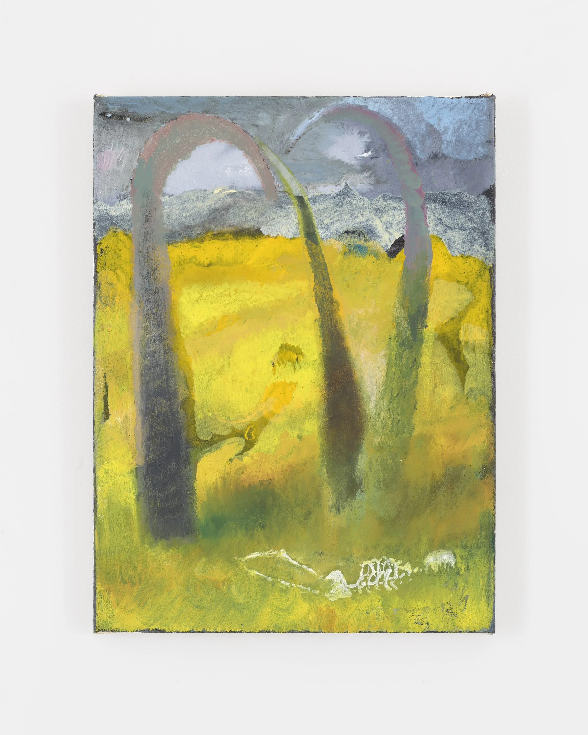 Filip Henin, Die Sonne macht alles rein, 2025, Gouache and oil on canvas, 40 x 30 cm, 15 ¾ x 11 ¾ in