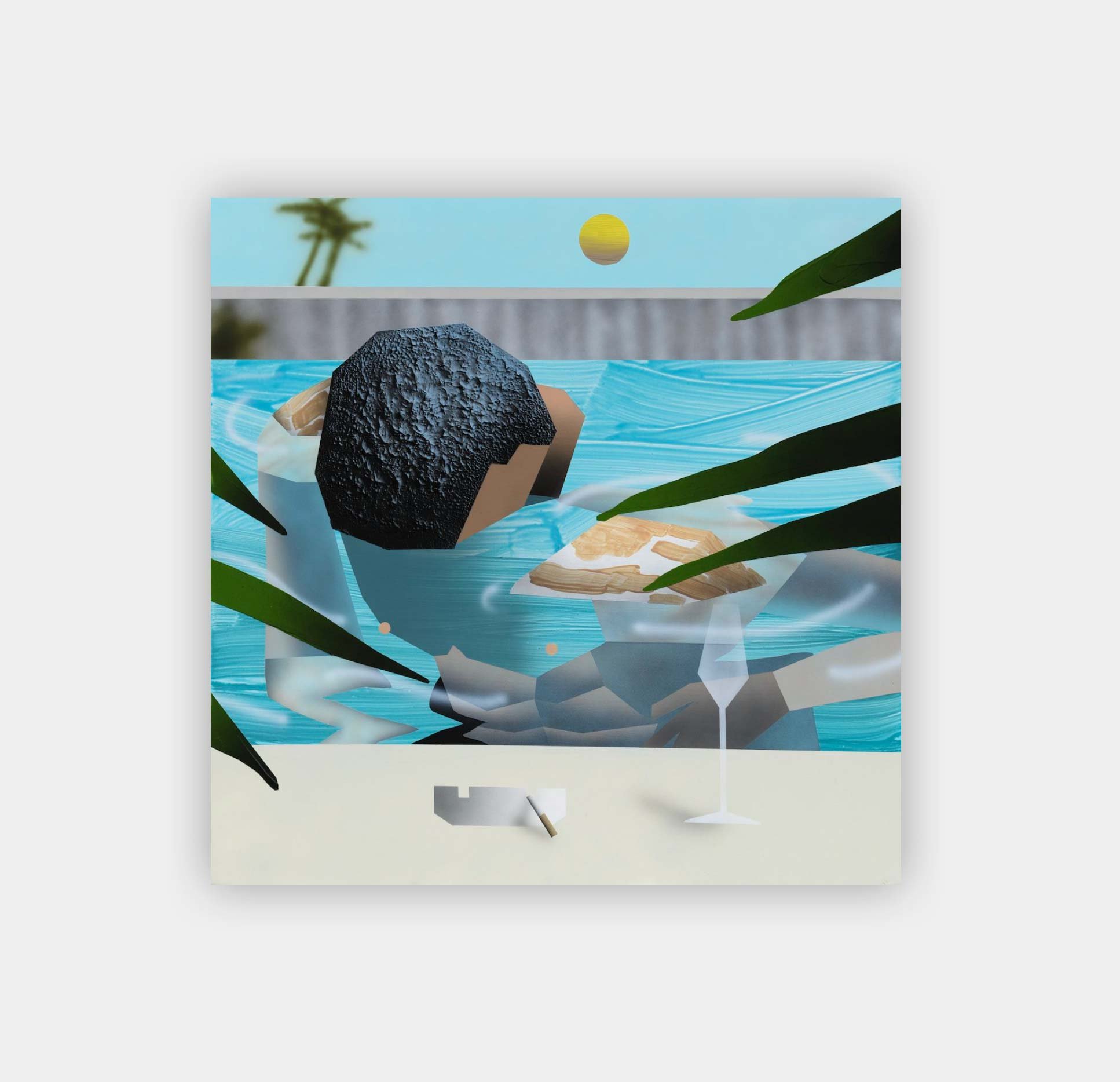 Brandon Lipchik,
Submerge, 2021,
Acrylic airbrush, oil and mixed media on canvas, 120 × 120 cm