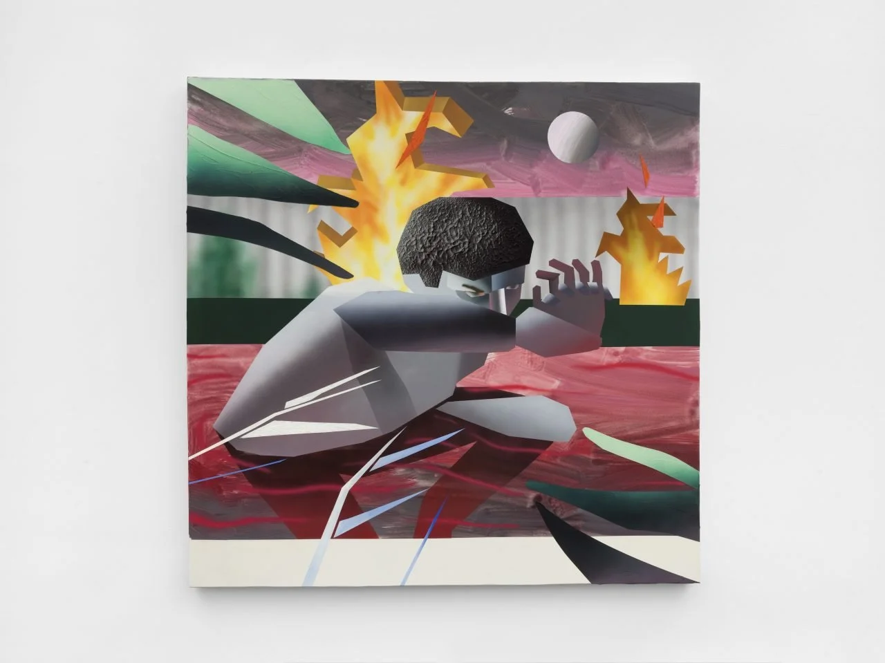 Brandon Lipchik,
Fallen Angel, 2021,
Oil and acrylic paint on canvas,
197 × 200 cm