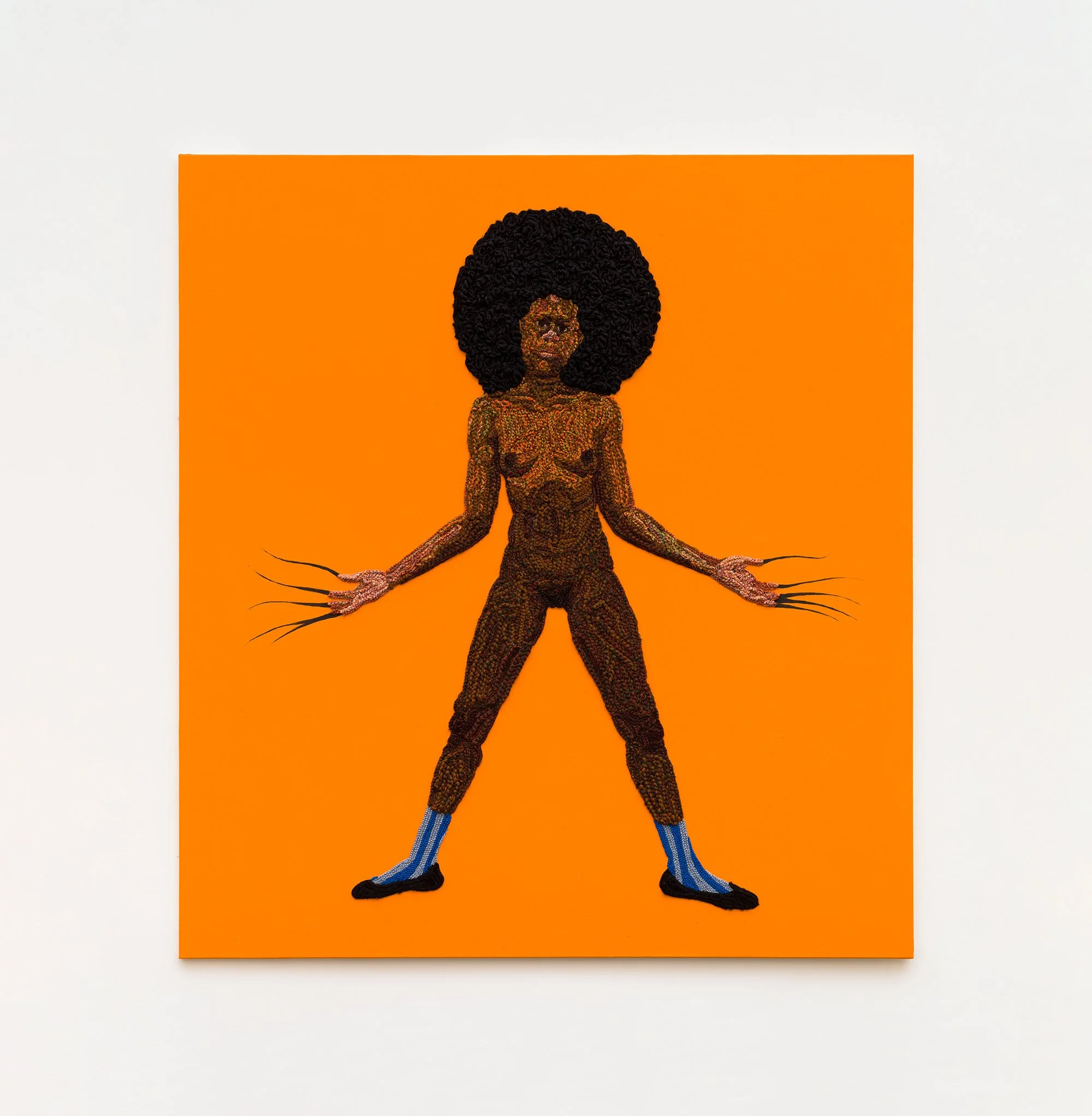 Kensise Anders,
Oktoberfest, 2024,
Acrylic and cotton crochet threads on canvas,
175 × 160 cm