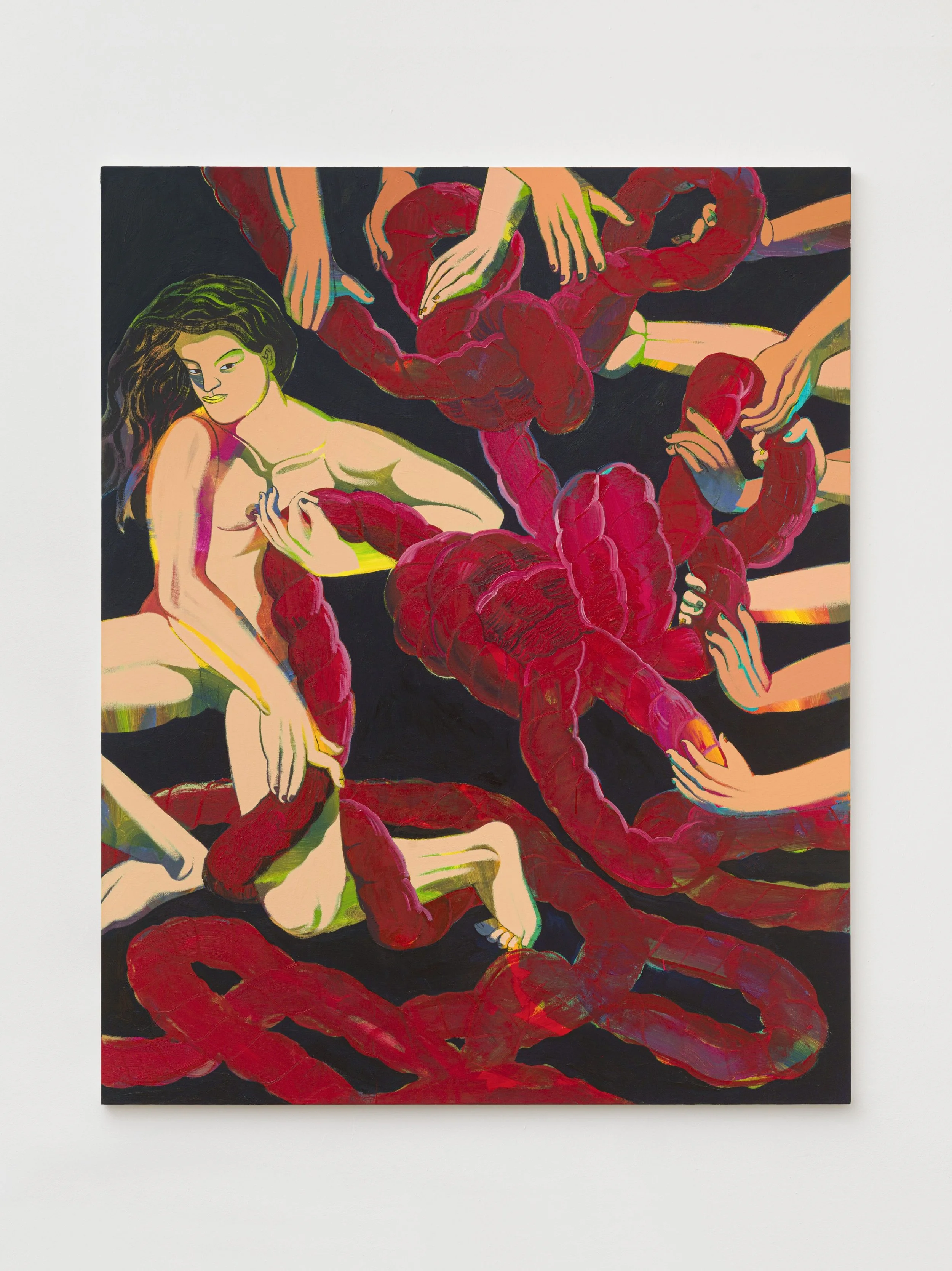 Nam Kim,
Red Knot, 2023,
Acrylic and oil on canvas,
200 x 160 cm