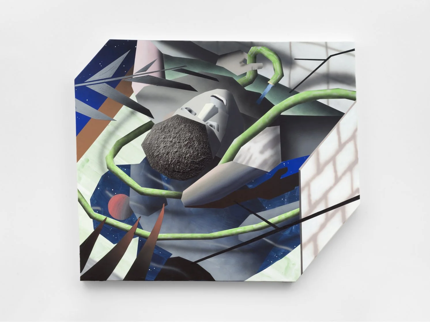 Brandon Lipchik Moongazing with Garden Hose, 2021,
Oil and acrylic paint on canvas,
195 x 219 cm