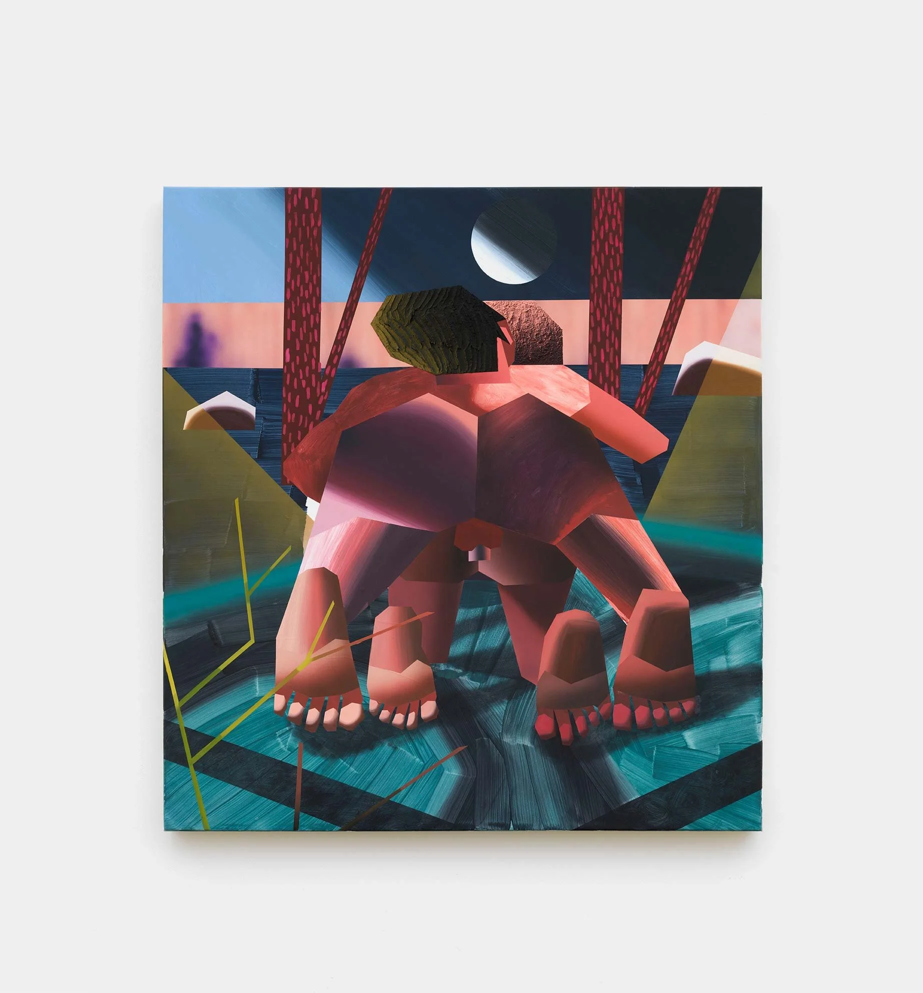 Brandon Lipchik,
Walk in the Woods, 2022,
Oil and acrylic paint on canvas,
170 x 158 cm