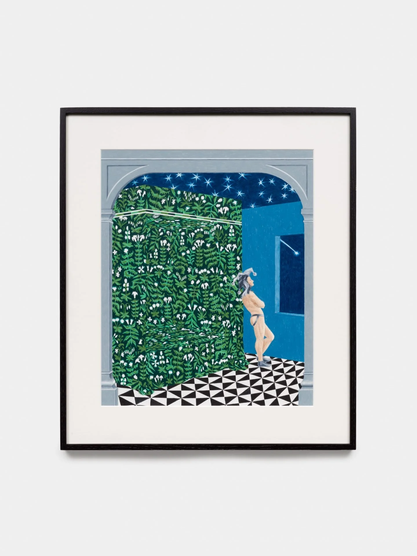 JAANUS SAMMA,
Curtain No. 4, 2026,
Crayon on paper,
41 × 34 cm,
56,5 × 49 cm with frame