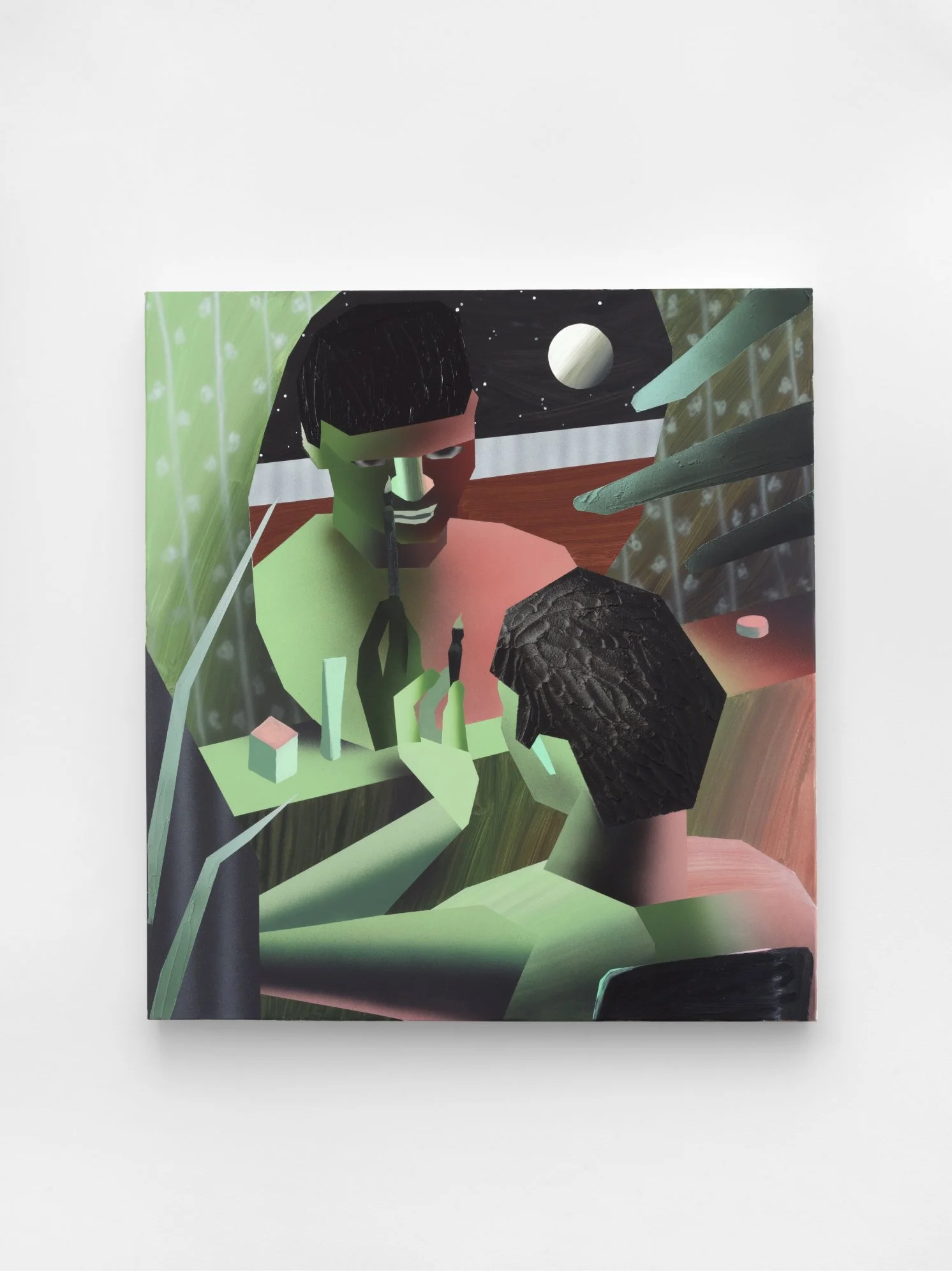 Brandon Lipchik,
Makeup Brush, 2021,
Oil and acrylic paint on canvas,
120 x 100 cm