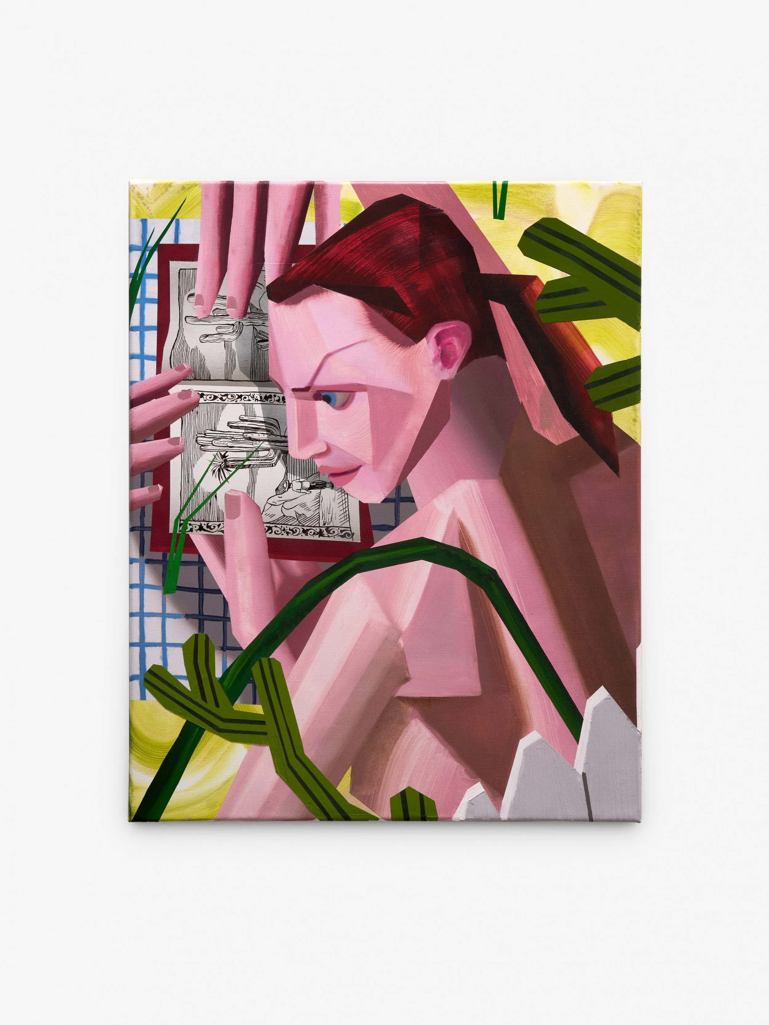 Brandon Likchik,
reader in the Garden, 2025 Acrylic, oil and ink on canvas,
39 3/8 × 31 1/2 in,
100 x 80 cm
