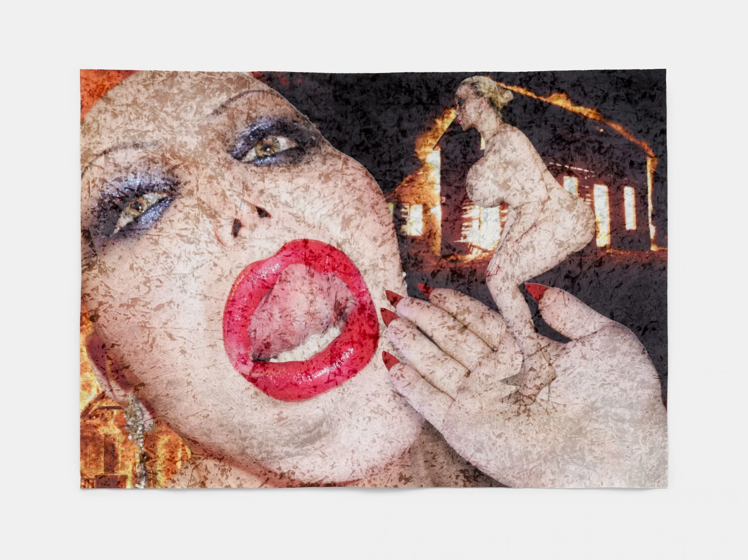 Ivana Vladislava,
In der Hölle gibt es nur Gerechtigkeit, 2025, Thermal Sublimation print on crushed velvet 98 x 137 cm,
39 3/8 x 55 1/8 in Unique
