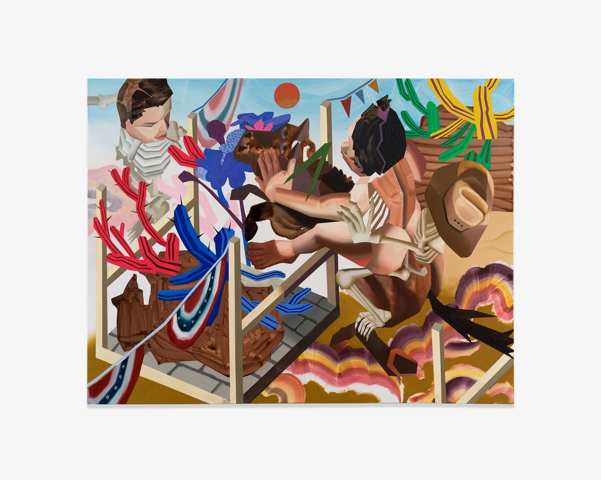 Brandon Lipchik,
Show Jumping Cacti at Skeleton Rodeo, 2024,
Oil and acrylic on canvas,
160 x 210 cm