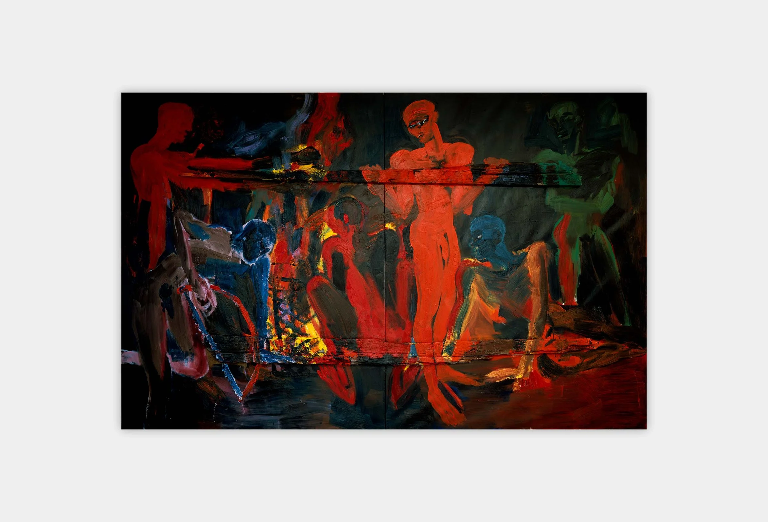 Rainer Fetting, Westnacht, 1984,
Oil on canvas, wood, mounts, 274 x 427 cm