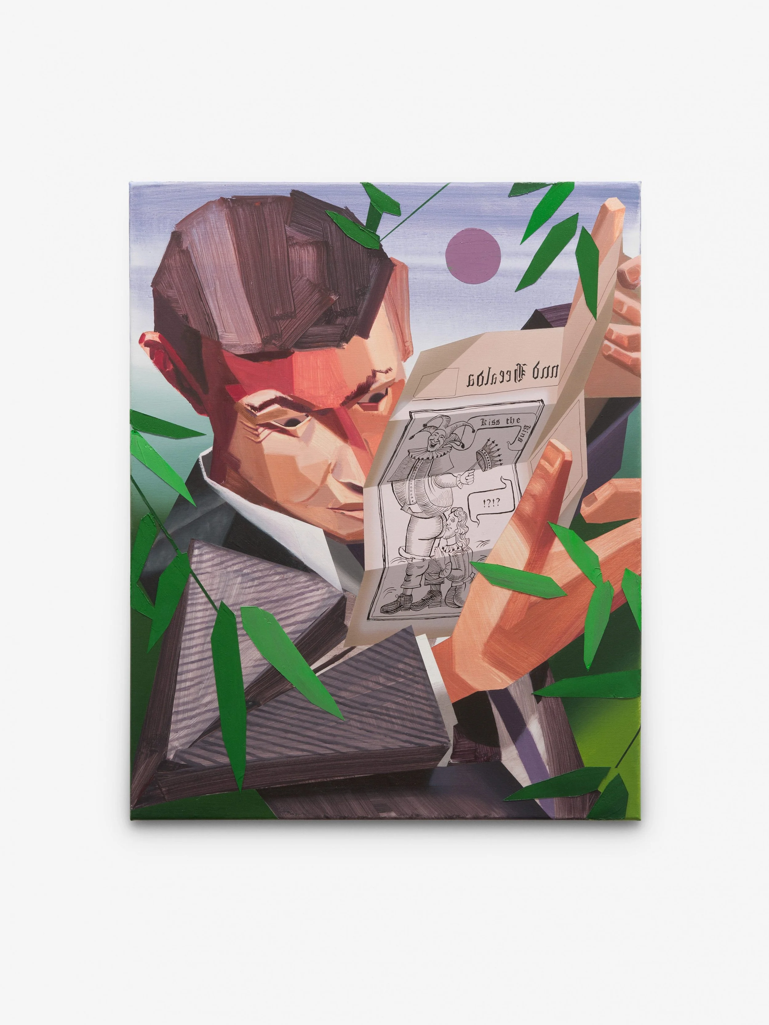 Brandon Lipchik,
Reading Newspaper, 2025,
Acrylic, oil and ink in canvas,
39 3/8 x 311/2 in,
100 x 80 cm