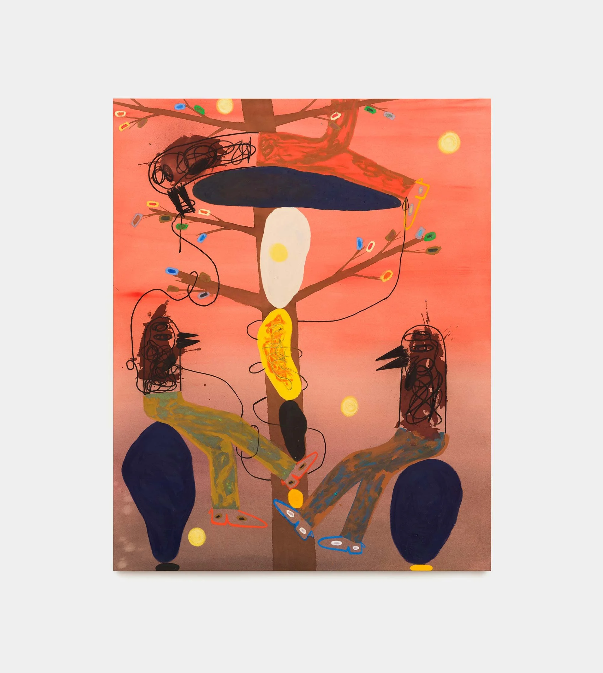 Jan Zöller, Wisdom t(h)ree, 2022,
Oil stick, acrylic paint and oil on canvas,
200 x 160 cm
