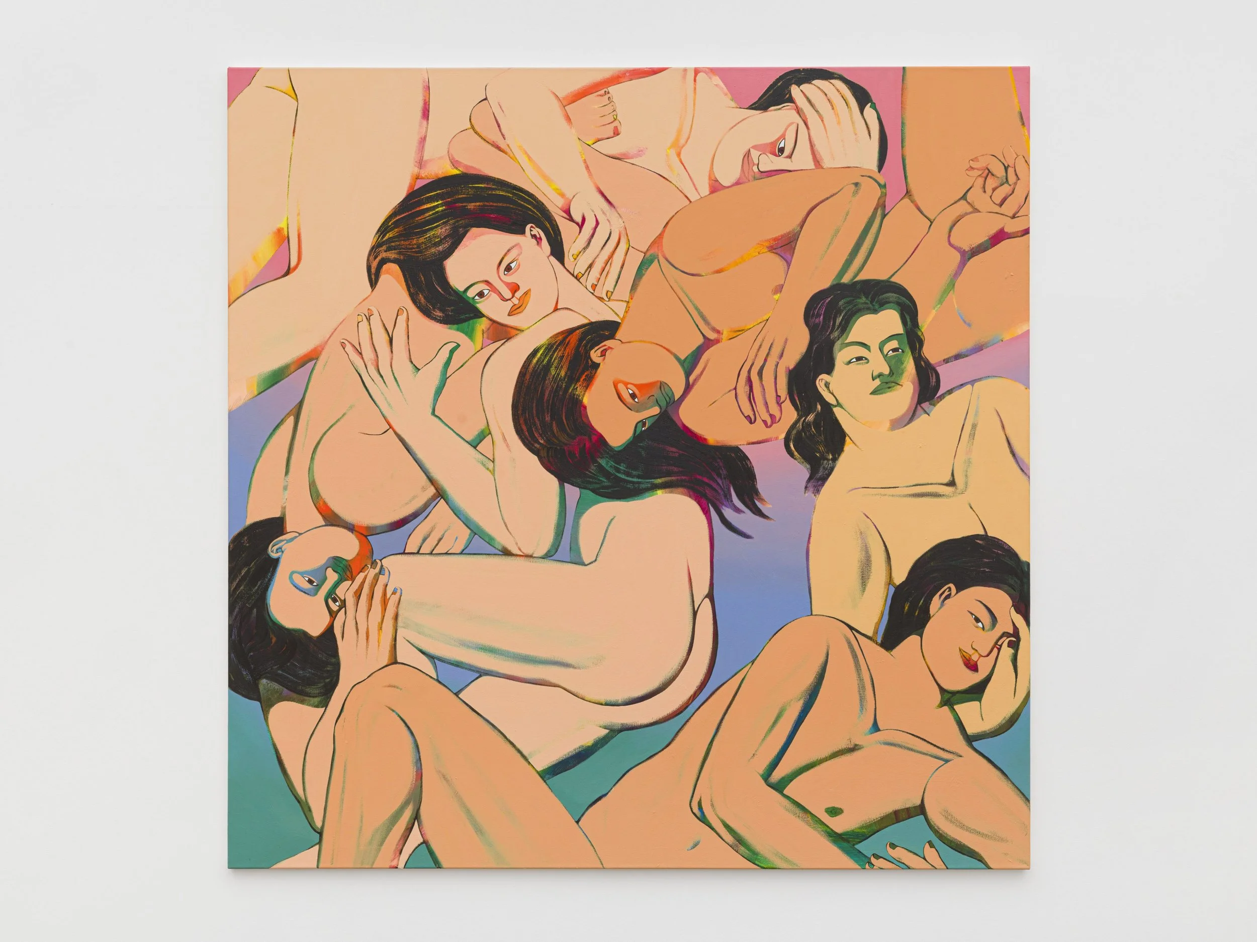 Nam Kim,
Domino, 2023,
Acrylic and oil on canvas,
155 X 155 cm