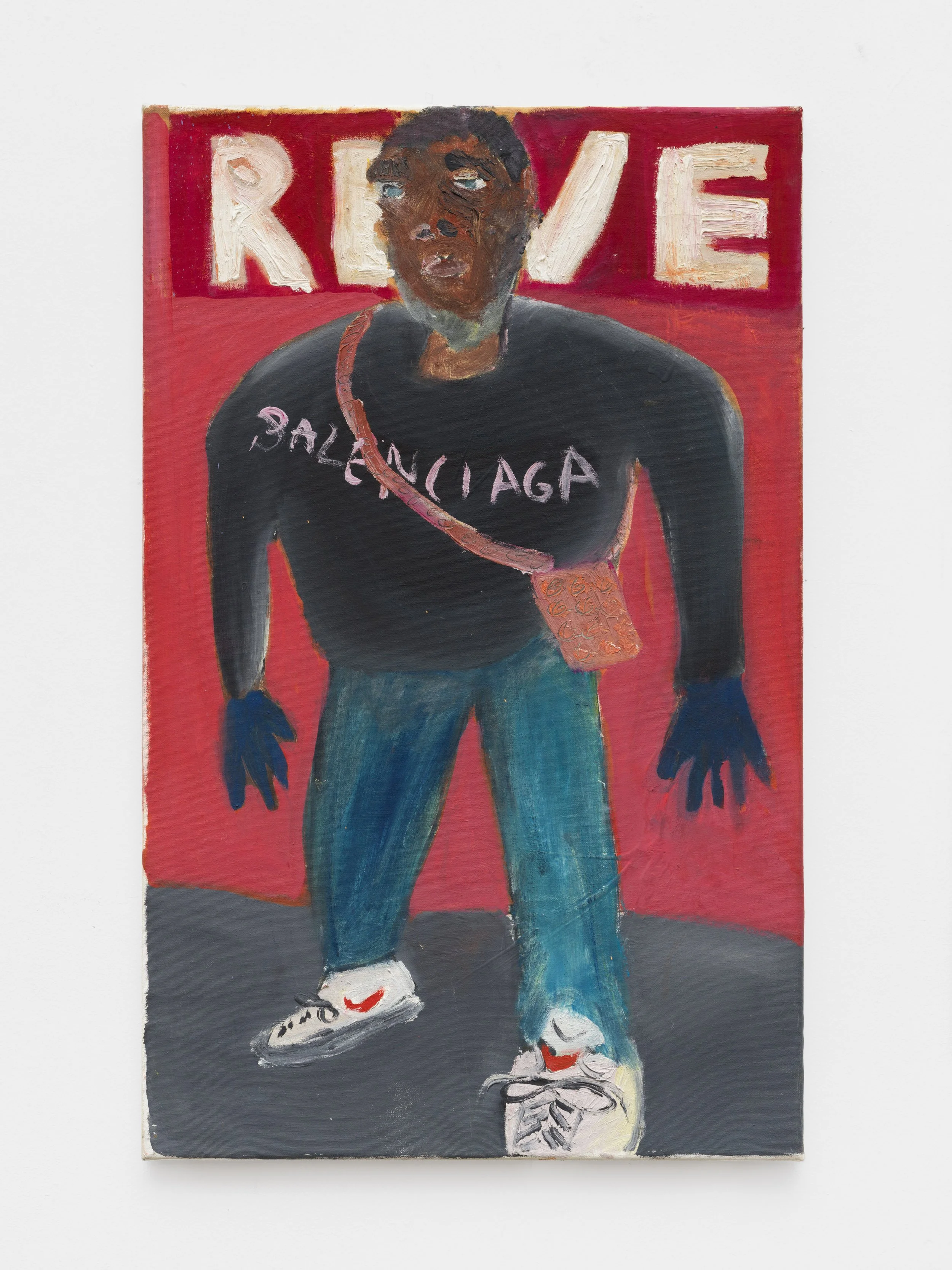 Maxim Gunga,
Balenciaga vor'm Rewe, 2019, oil on canvas, 90 × 60 cm