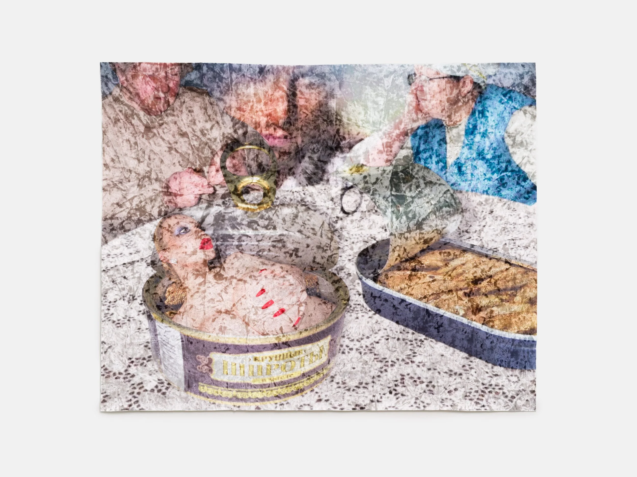 Ivana Vladislava,
Iss mich, 2025,
Thermal Sublimation print on crushed velvet,
80 × 98 cm,
311/2 x 38 5/8 in,
Unique