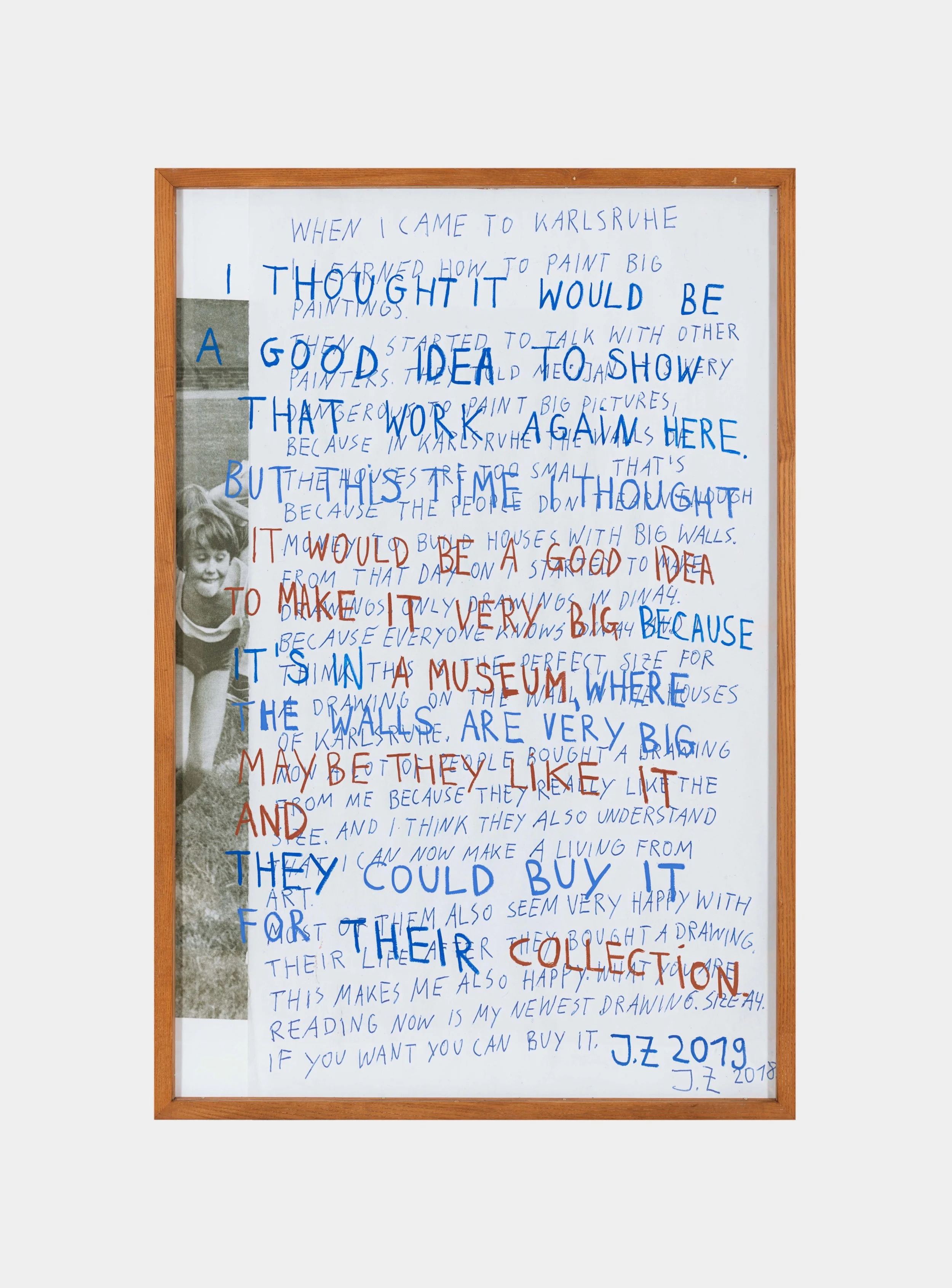 Jan Zöller, Another text for another show, 2019
Oil stick on digital print,
189 x 120 cm