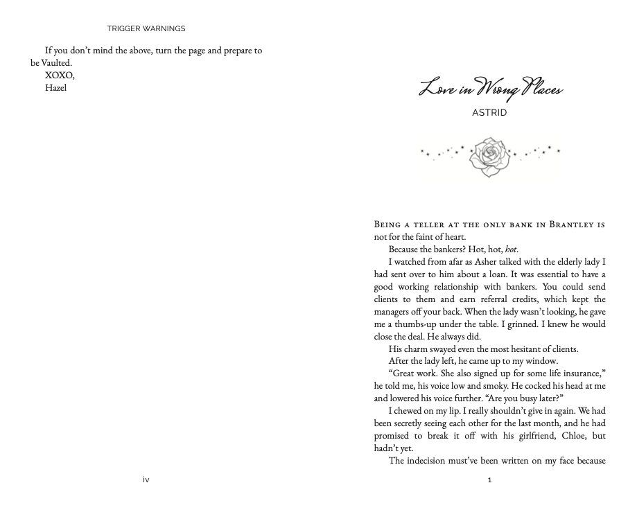 Vaulted by Hazel Wilder Chapter Heading Sample Page