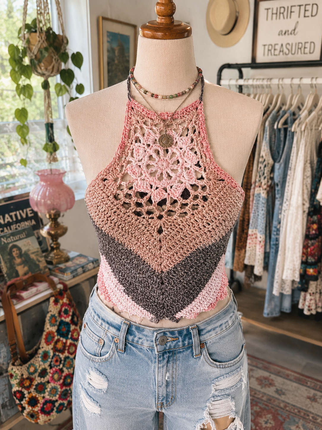 The Pink Moment Crochet Halter Top