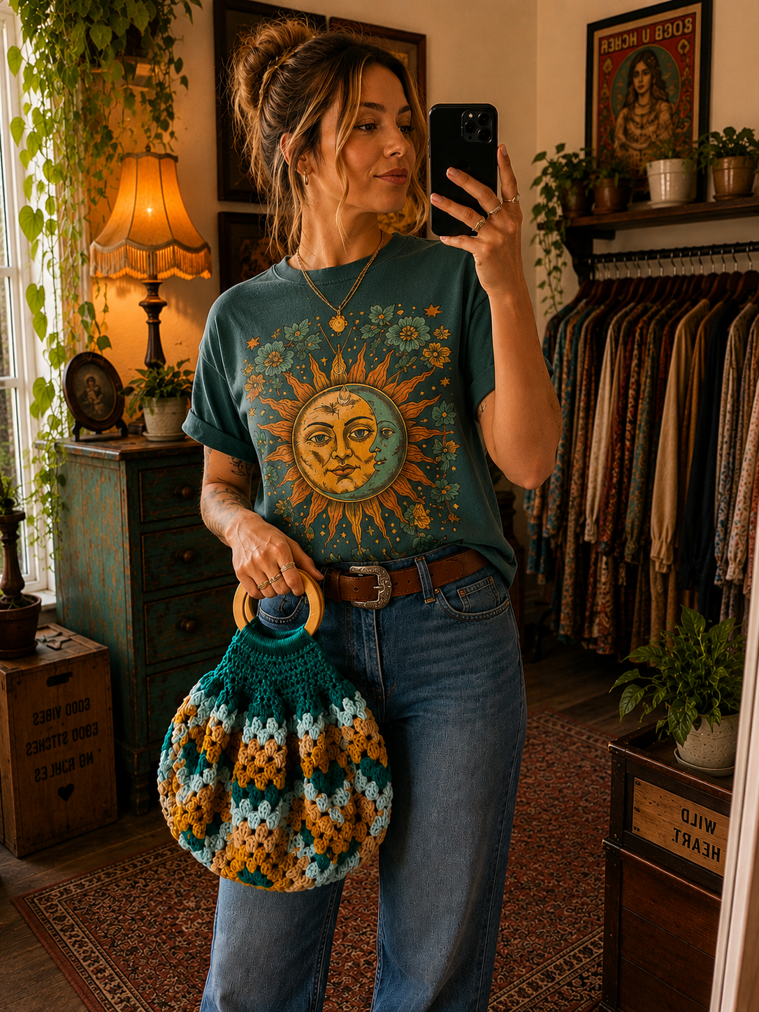 The Golden Teal Crochet handbag