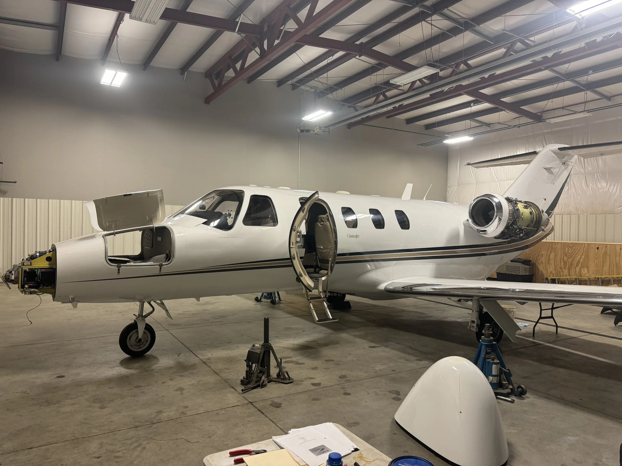 Citation Jet opened up for DOC inspection.