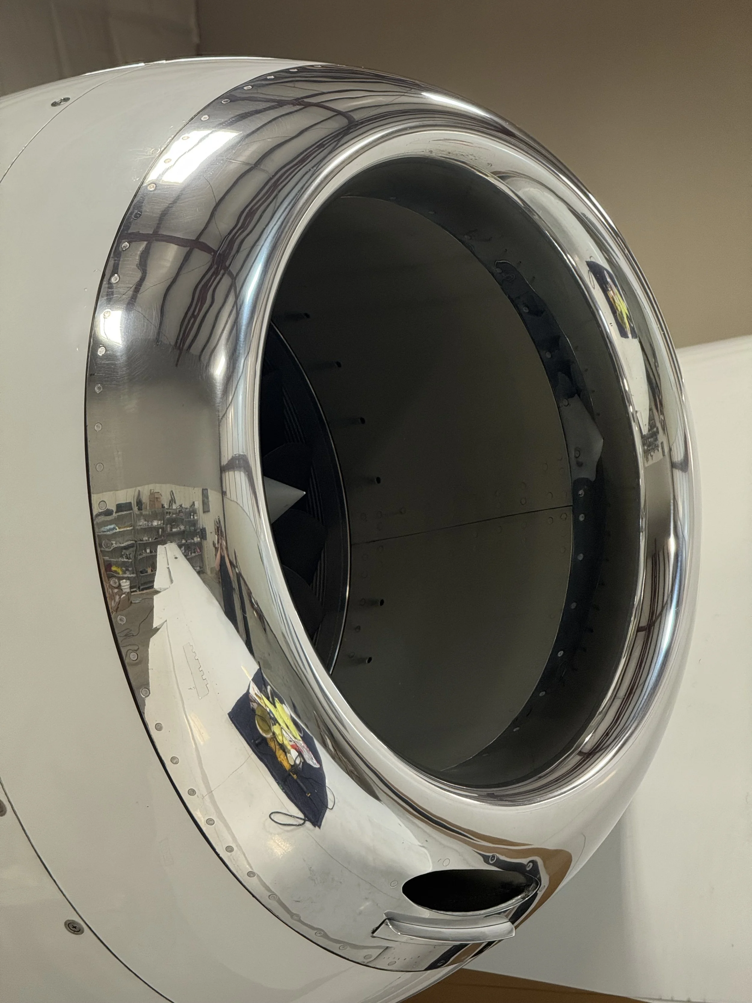 Example of metal polishing leading edges of Cessna Citation Jet.