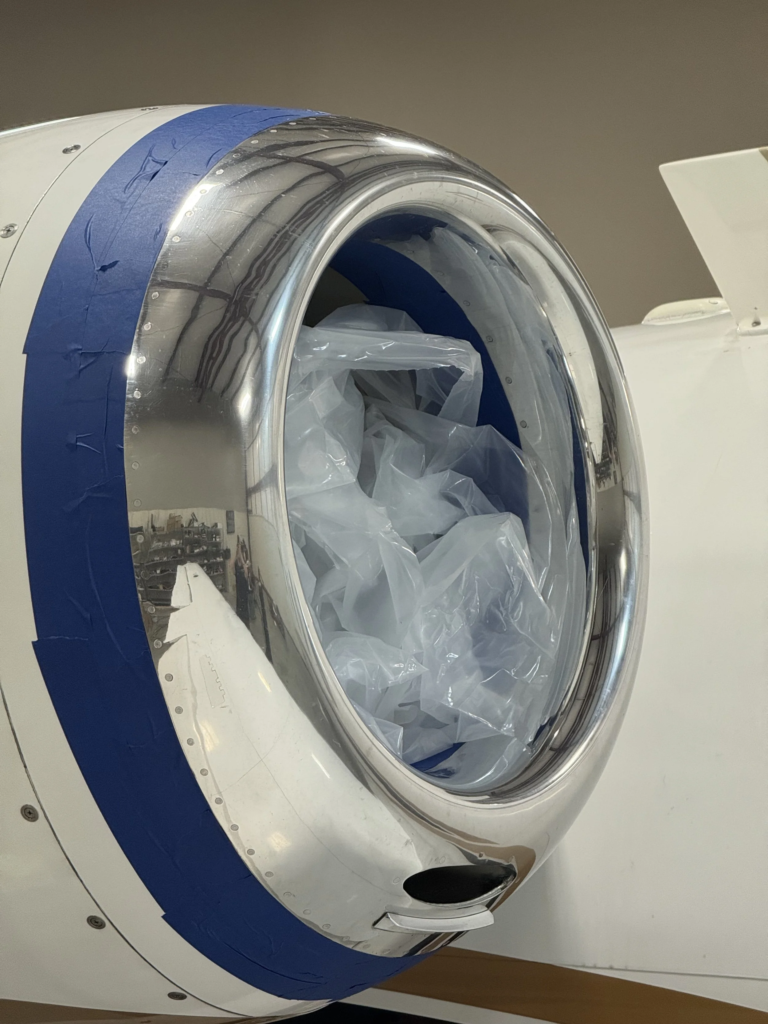 Example of metal polishing leading edges of Cessna Citation Jet.