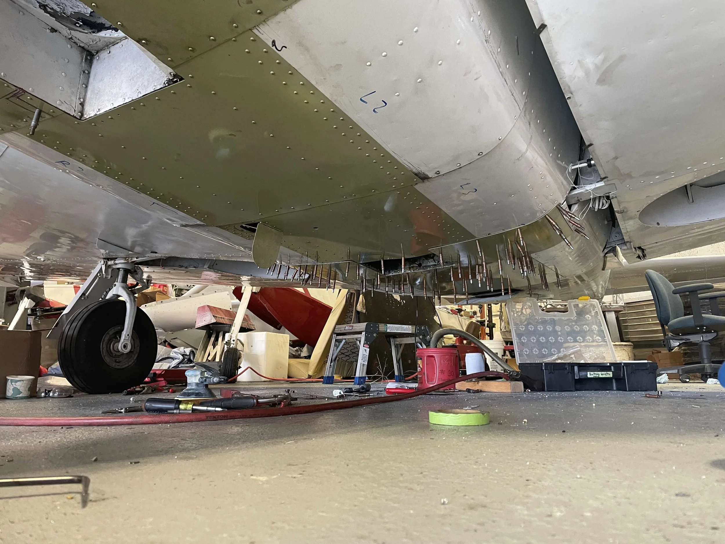 New belly skin on an aircraft that landed gear up.