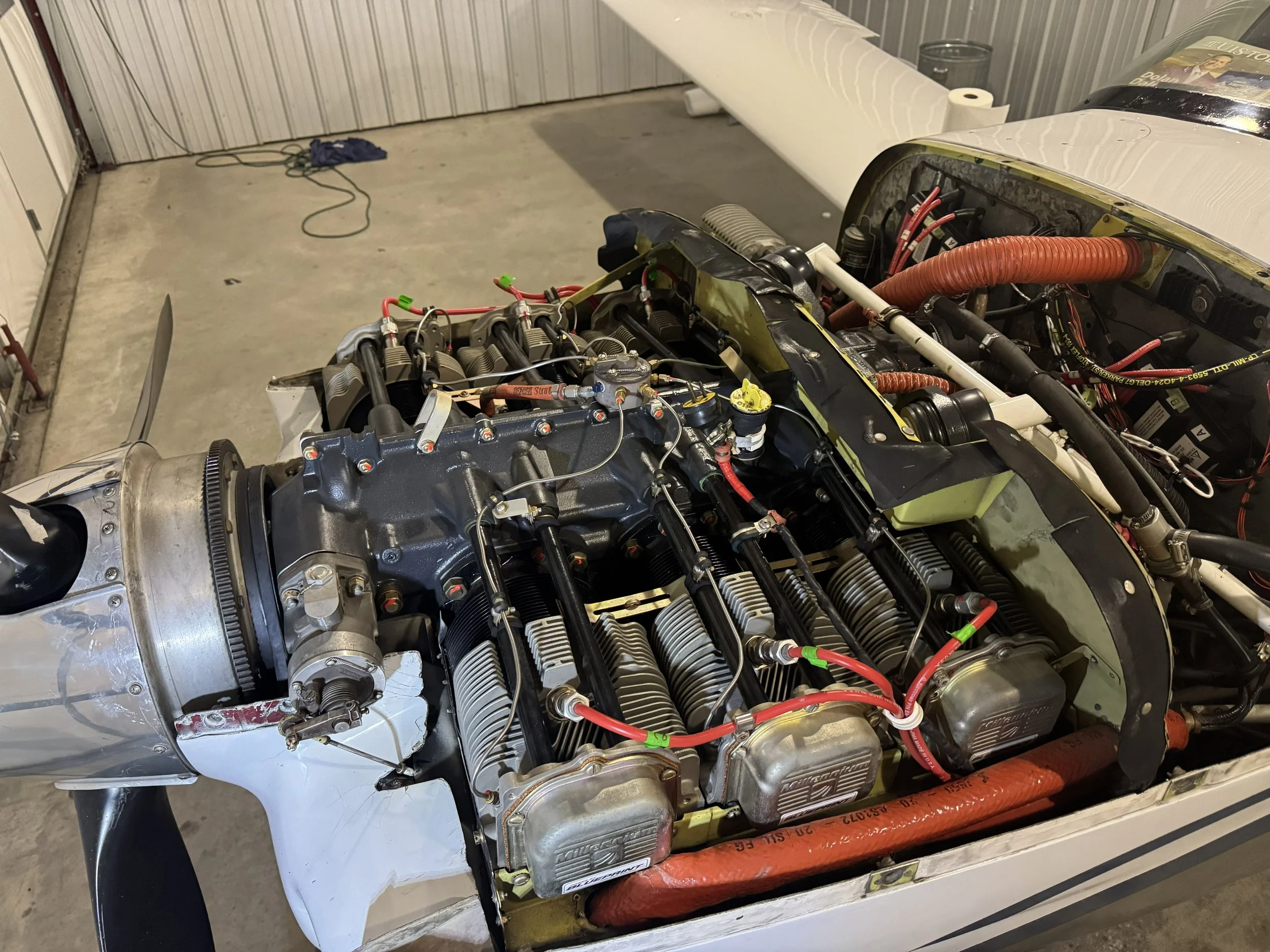 Aircraft powerplant after installation of a newly overhauled engine.
