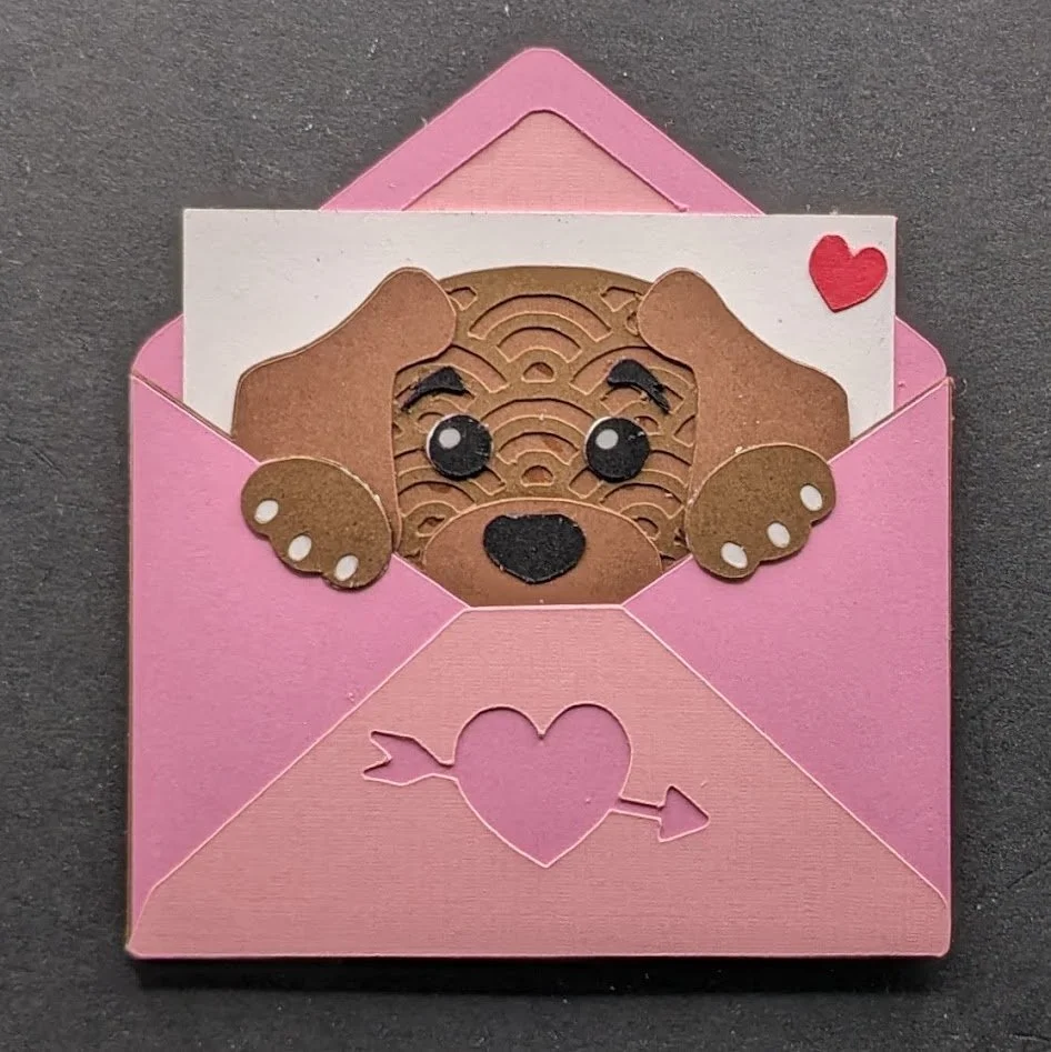 Adorable Puppy in Envelope Cardstock Magnet