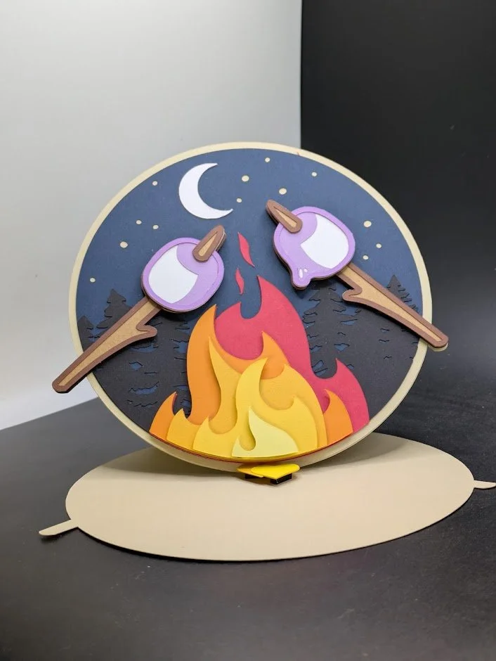 Campfire Marshmallow Layered Greeting Card