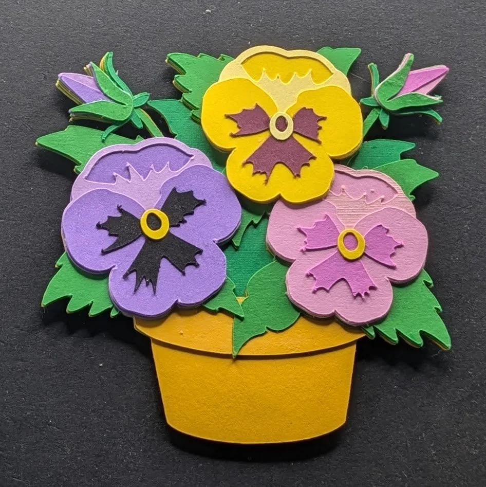 Layered Flower Pot Cardstock Magnet