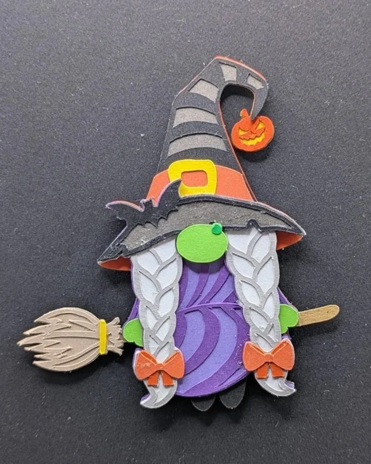 Witchy Gnome Cauldron Layered Cardstock Magnet