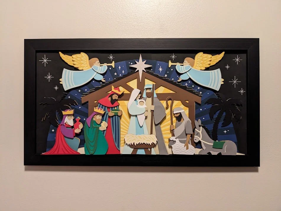 Handcrafted Layered Cardstock Nativity Scene - 20x10 inches