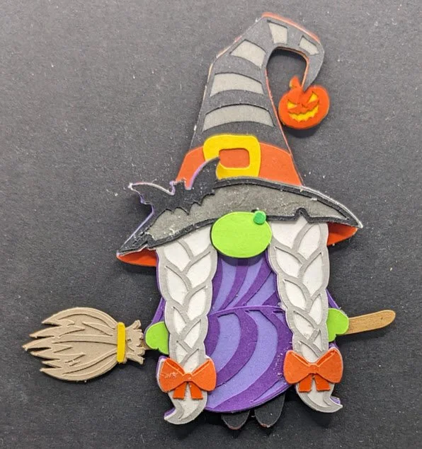 Witchy Gnome Cauldron Layered Cardstock Magnet
